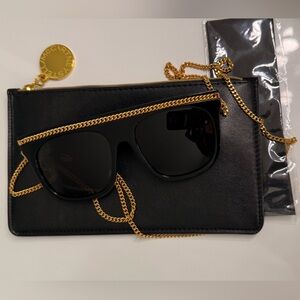 Stella McCartney Black Sunglasses with Gold Chain